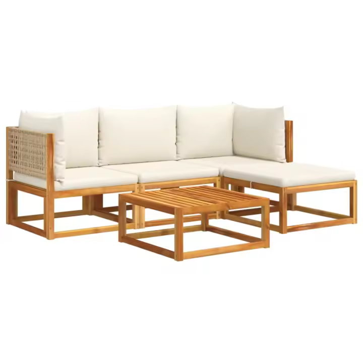 vidaXL Set de sofás de jardín con cojines 5 pzas madera maciza acacia - 1