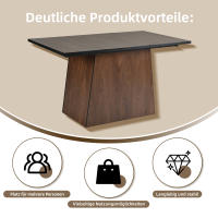 Juego de comedor (5 piezas), Mesa de Comedor rectangular Modern minimalist de Madera Marron Oscura with 4 Sillas De ante gris Oscuro - details 3