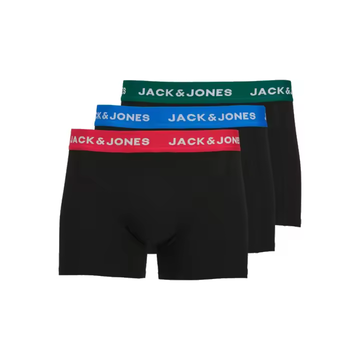 Pack 3 bóxers Jack & Jones, modelo Joe 12271554 negro con cinturilla elástica - 1