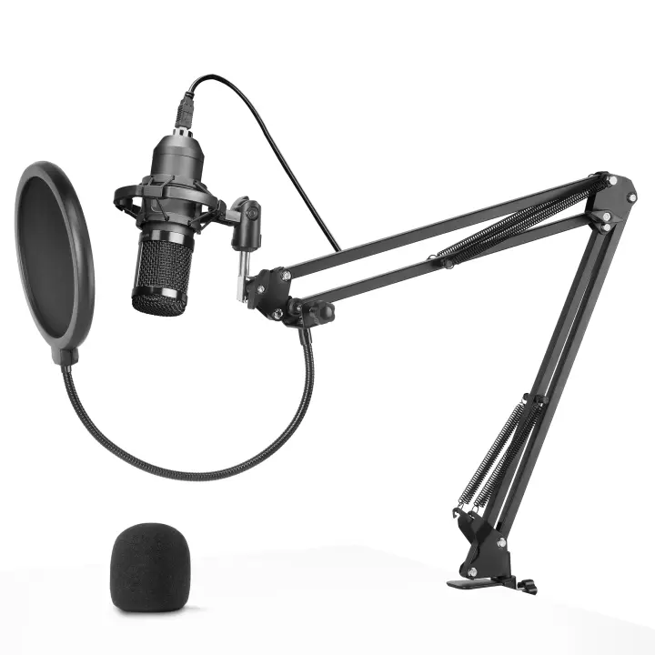 Mars Gaming MMICPRO, Micrófono Profesional, Condensador, Cápsula Optimizada Streaming y ASMR, Ultra-alta Definición 196Khz 24-bit ADC, Brazo Mecánico Omnidireccional, Doble Filtro Captación Negro - 1