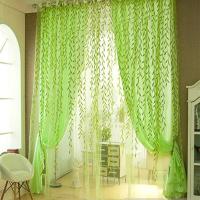 Cortinas Verdes De Hojas De Sauce 2 Paneles Diseño De Estampado Transparentes Cortina Voile Para Decoración De Habitaciones Y Salones - details 15