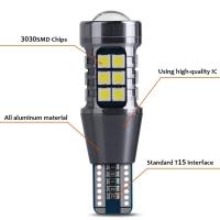 2PCS T15 Lámpara De Señal LED W16W 921 912 12V Super Brillante 3030 27SMD Lámpara De Caucho Canbus Auto Luz De Reserva - details 1