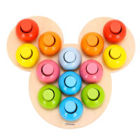 Disney-Tablero de juego con forma de Mickey Mouse, madera, 27 piezas, para Bebé