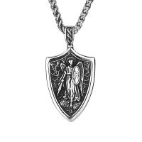 Collar De Acero Inoxidable Con Colgante De Ángel Protector Y Cruz Michael Arcoíris Para Hombres Adorno Religioso De Moda - details 1