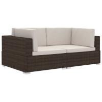 vidaXL Asiento seccional de esquina con cojines 2 pzas ratán PE Negro y blanco, Marrón, Gris Conjunto Terraza Muebles Jardín Exterior Juego de Muebles de jardín Mueble Jardín Exterior Muebles de Salon Exterior - details 1