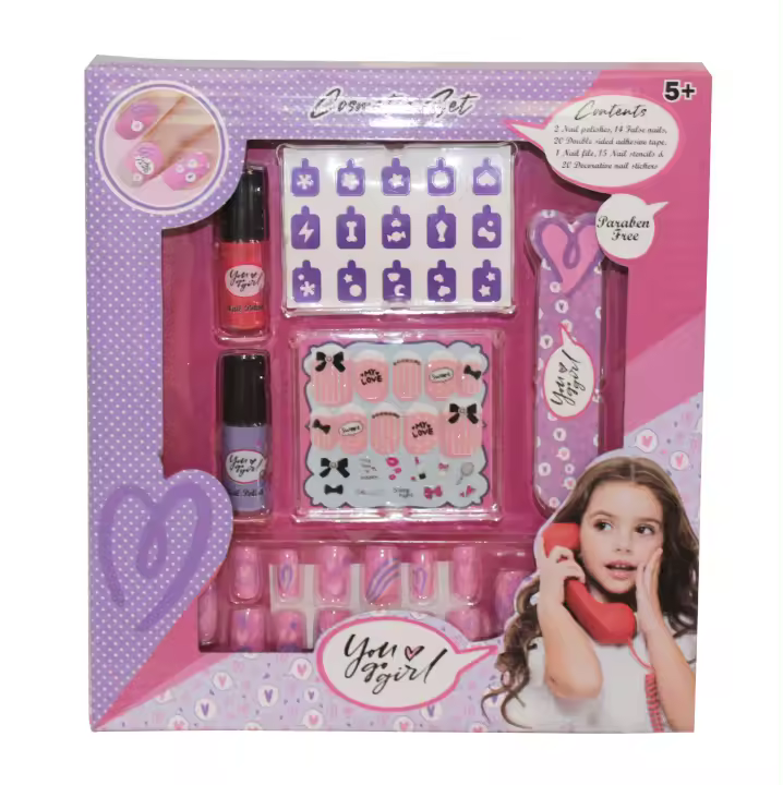 YOU GO GIRL Set de Manicura para Niñas - Kit de Uñas Postizas Infantil - Pintauñas, Pegatinas, Lima y Plantillas - Sin Parabenos Ni Tóxicos - A Partir de 5 Años - Diseño Creativo - 1