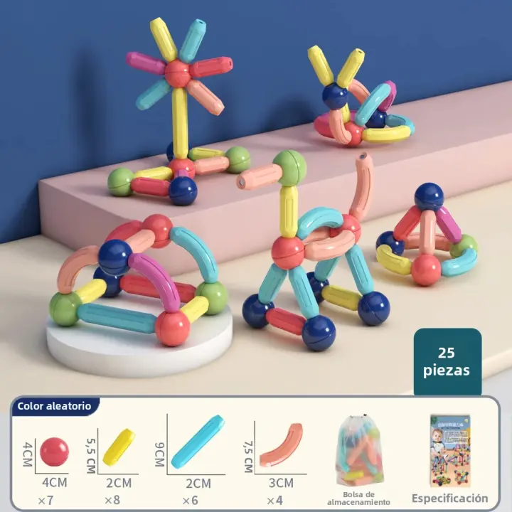 Juguetes Magnéticos De Construcción Bloques Cortos Largos Arco Bola 25-128PCS Adecuados Para Niños Mayores De Tres Años BLOCX - 1