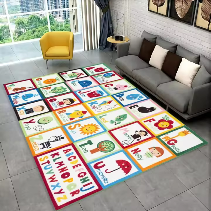  Alfombra Infantil ABC Dibujos Animados Para Decoración De Dormitorio Sala De Estar Pasillo No Eslipiente Para Hotel Sofa Mesa De Café Alfombras De Área - 1