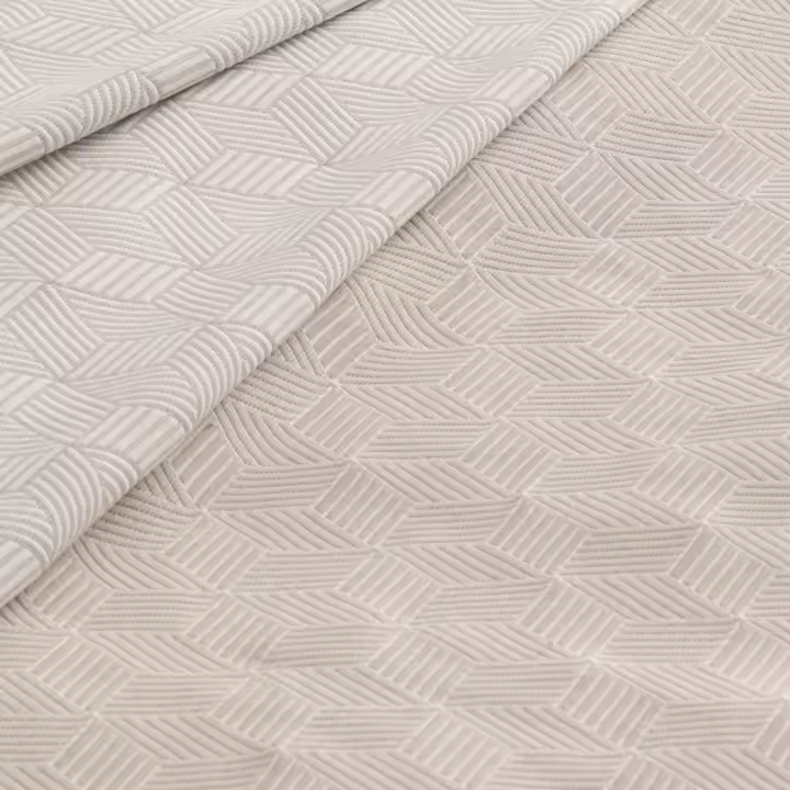 GAMUSI - Colcha jacquard ligera algodón entretiempo primavera verano diseño geométrico AZURE - 1
