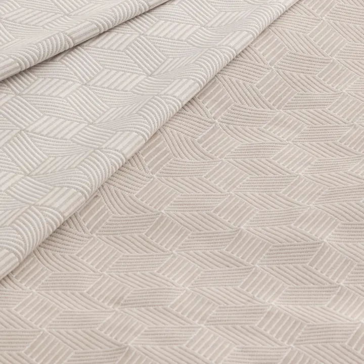 GAMUSI - Colcha jacquard ligera algodón entretiempo primavera verano diseño geométrico AZURE - 1