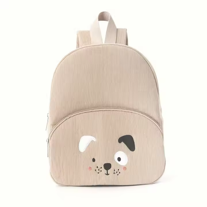Mochila de pana para estudiantes, informal, con dibujos animados, de gran capacidad, con diseño de oso de peluche - 1