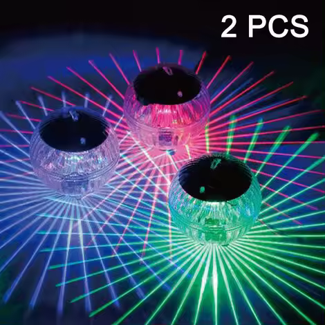 piezas de luces flotantes para piscina que funcionan con baterías solares, bolas inflables con flores que se iluminan a prueba de agua, luces de bola para piscina al aire libre que cambian de color de colores - 1