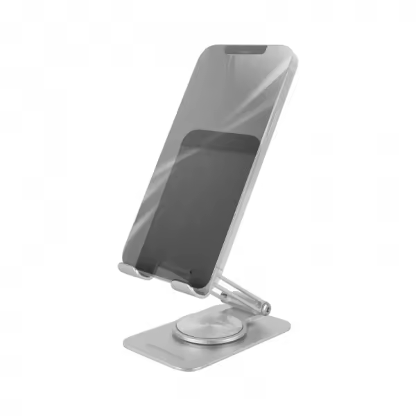 Mars gaming ma-rss soporte para smartphone - aluminio ligero - rotacion 360º - ajuste altura 180º - base antideslizante - color plata - 1