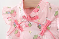 Vestido De Verano Para Bebé Niña Estilo Chino Qipao Con Manzana De Fresa Y Conejo Decorativo Ropa Suave Y Delgada Sin Mangas Para Niños Y Niñas De 1 a 2 Años - details 4