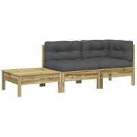 vidaXL Sofá de jardín con cojines reposapiés madera de pino impregnada Marrón pino, Douglas natural, Impregnado natural Conjunto Terraza Muebles Jardín Exterior Juego de Muebles de jardín Mueble Jardín Exterior Muebles de Salon Exterior - details 0