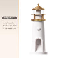 Lámpara De Noche Bluetooth En Forma De Faro Blanco Proyección De Luna Con Sensor Y Música Dimmable Decorativa Para Escritorio - details 7