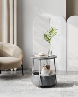 Mesa Auxiliar Redonda con Cesta de Tela - Espaciosa Mesa Lateral para Salón, Dormitorio o Mesita de Noche, Estilo Moderno, Disponible en Varios Colores - details 30