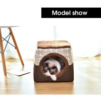 Cama De Gato Y Perro Caliente Suave Para Invierno Tamaño L/XL Color Café/Negro/Cafeína Dual Uso Nido De Descanso Para Pequeños Perros Y Gatos Pupusas Material 100% Algodón - details 9