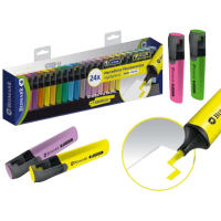 Set de 24 Marcadores Fluorescentes Bismark - Punta Biselada, Tinta Pigmentada al Agua, Colores Básicos, Neones y Pastel - Incluye Deskset Negro - details 0