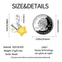 Encantos De Zirconia Inlaid En Plata De Ley 925 Con Cola De Abeja Brillo En La Oscuridad Encantos De Luciérnaga Y Estrella Para Pulsera Original Joyería DIY - details 8