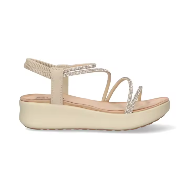 EXE BZX23170BEIG Sandalias plataforma mujer 35801 25V SANDALIA TUBULAR STRASS BEIG - 1