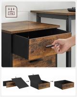 Archivador de 3 cajones, diseño rústico en marrón y negro, mueble multifuncional con ruedas, ideal para oficina y hogar - details 4