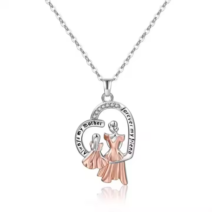 Collar with Colgante de CIRCA de Cristal en juego with form De Corazón de dos Colores PARA EL Día DE LA Madre - 1