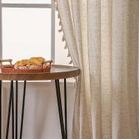 Cortinas De Lino Sólido Con Borlas Para Sala De Estar Dormitorio Balcones Estilo Francés Rustico Cortinas Semi-Blindas - details 3