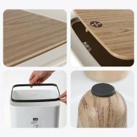 Bandeja De Basura Con Tapa Y Prensa Para Sala De Estar Baño Cocina Caja De Basura De Madera Imitada Con Pie Alto - details 5