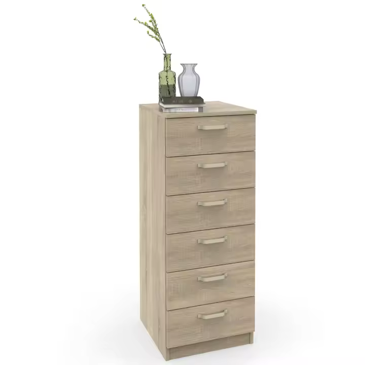 Briebe Prakt Cajonera Dormitorio Sinfonier Alto, Cómoda 6 Cajones, 110x40x40 cm (Alto x Ancho x Profundo), , Madera - 1