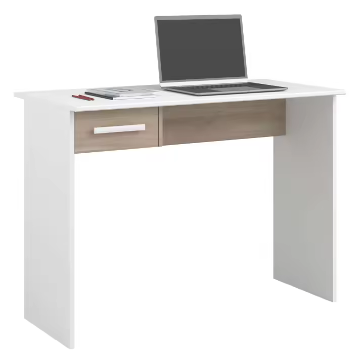 Mesa Escritorio Juvenil Modelo Riviera en Color Blanco Mate y Roble Japonés 101 cm - 1