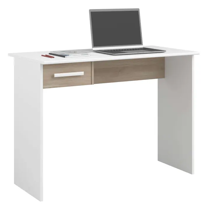 Mesa Escritorio Juvenil Modelo Riviera en Color Blanco Mate y Roble Japonés 101 cm - 1