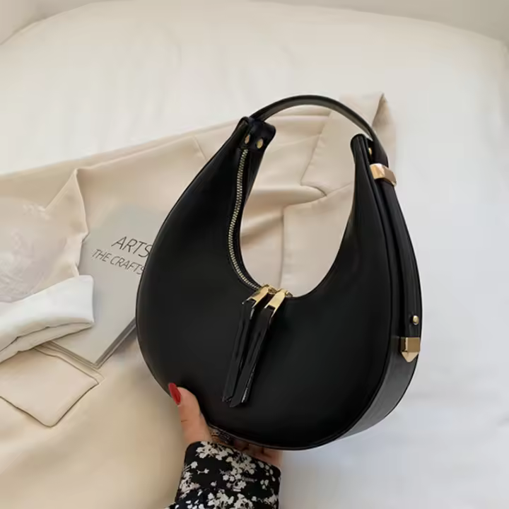 Bolso Tote de moda para Mujeres Bolso de lujo de Medio Cuarto Luna Bolso de hombre de marca para Damas Bolso de axila de cuero PU y Monedero - 1