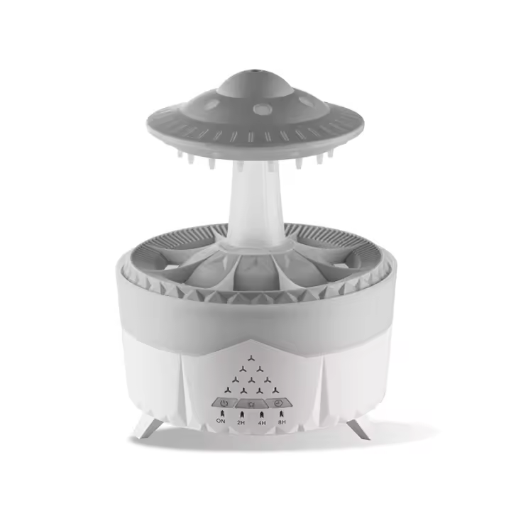 Gotas de agua del Humidificador de nubes de lluvia, difusor de lluvia nocturna de 7 colores, con control remoto, luz de difusión de setas, sonido de lluvia para dormir, fuente de escritorio - 1