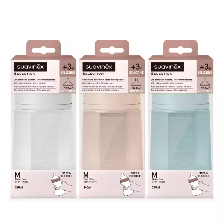 BIBERON SILICONA SUAVINEX SOFT COLOUR + 3M 1 UNIDAD 240ML - 1
