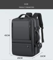 Bolsa para portátil de 17 pulgadas para hombre, mochila Extensible de viaje de negocios con puerto de carga USB y diseño impermeable de gran capacidad, 36-55L - details 2