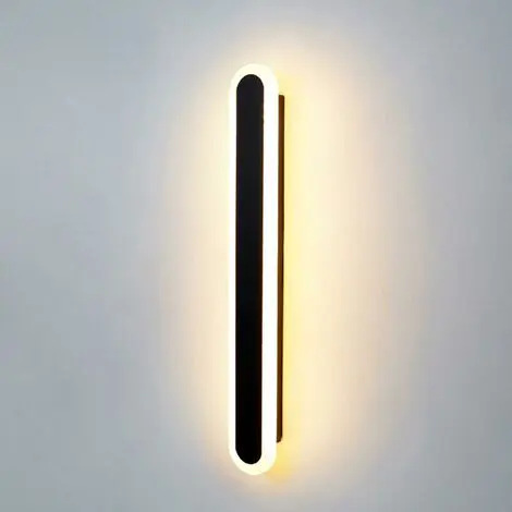 PORCHEDDU Aplique de pared para interiores de 15 W, Luz LED de 40 cm de longitudinal, 3 temperaturas de color, dormitorio, Sala de estar, Escalera, pasillo, Luz de pared Grande Negra - 1