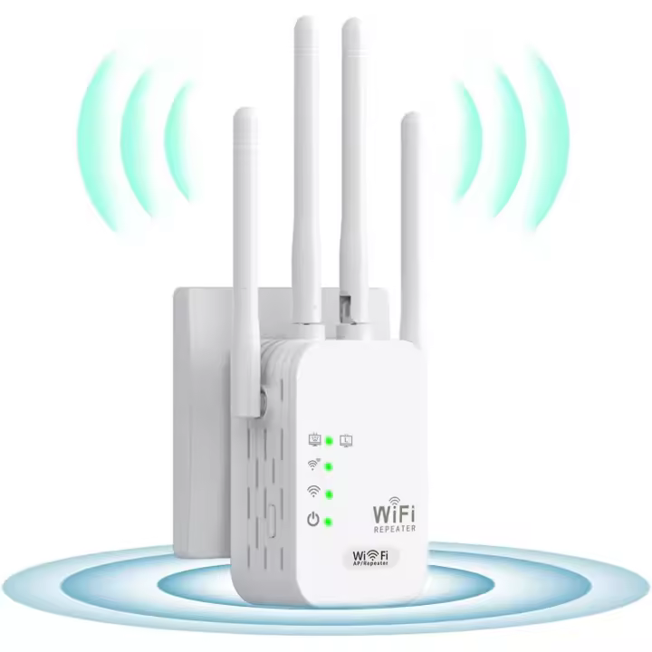 BIT Repetidor WiFi, WiFi Extensor, Amplificador de señal WiFi, 4 Antenas, AP/Router 2 Puertos LAN, Amplificador WiFi 2,4G, Cobertura Hasta 2.640 Metros Cuadrados, Apto para Oficina y Hogar, fácil de configurar - 1