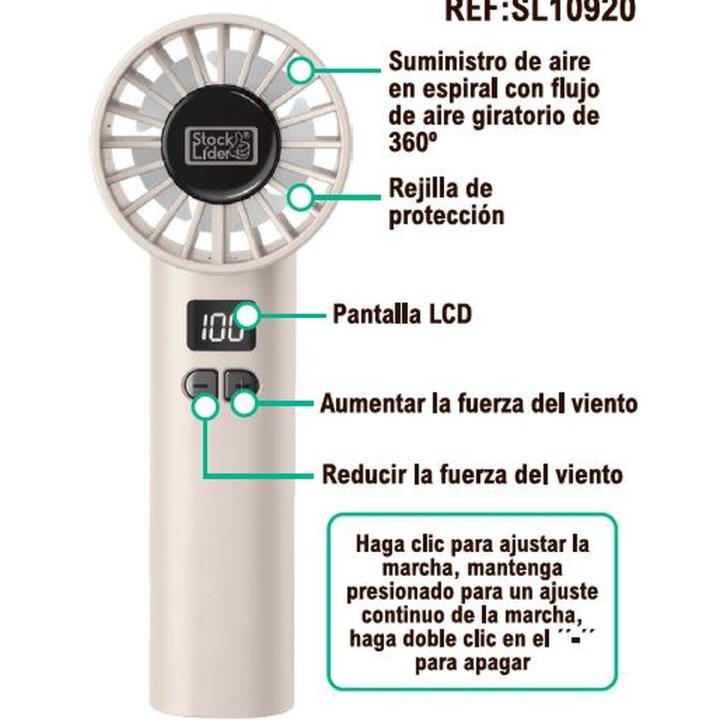 MayMax - Ventilador portátil de mano con 100 niveles, pantalla LCD y batería recargable USB para uso en oficina… — oferta en Miravia