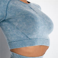 SSITO Conjunto de Yoga sin Costura para Mujer, trajes Deportivos para Fitness, ropa de Gimnasio, Top Short de manga Largo, camisas, Mallas para Corver High, pantalones de entrenamiento - details 21