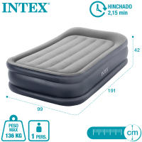 Colorbaby Cama de aire dura Beam Basic Deluxe Twin 99 x 191 x 42 cm con hinchador eléctrico - details 2
