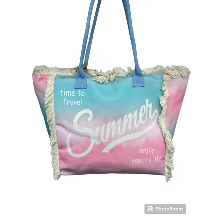 MEJORADA Bolso de Playa o Piscina Grande con Estampados de Colores Frase | Modelo Verano MEDIDA 55CM×37CM×19CM - 1