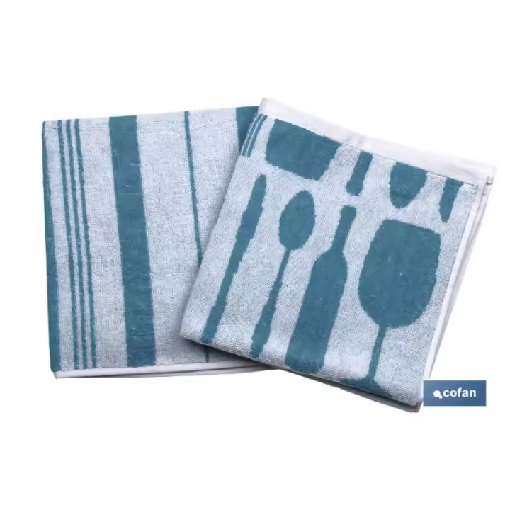 Pack 2 paños cocina 50x50 azul - 1