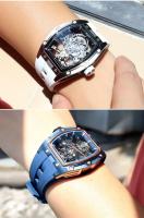 Reloj Mecánico Para Hombre MEGIR Con Carcasa De Acero Inoxidable Y Correa De Silicona Dial Skeleton Resistente Al Agua Deportivo - details 7