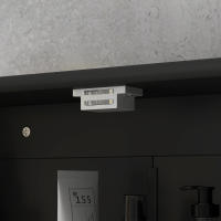 kleankin Armario de Baño con Espejo, Armario de Pared con 2 Puertas, Estante Abierto, Estante Ajustable, Mueble de Baño Colgar para Cocina, Salón, 56x13x58 cm, Negro - details 3