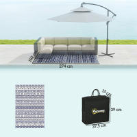 Outsunny Alfombra de Exterior 182x274 cm Alfombra Reversible con Patrón de Geométrico y Bolsa de Transporte para Terraza Balcón Patio Camping Playa Azul - details 2