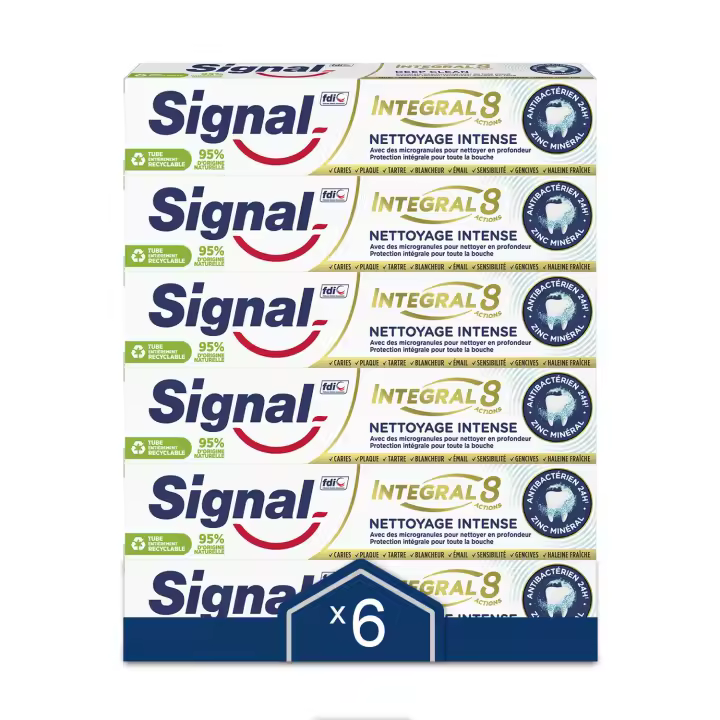 Signal Pasta de Dientes Integral 8 Limpieza Intensiva con tecnología Zinc eficacia 24h 75ml - Pack de 6 - 1