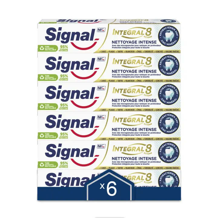 Signal Pasta de Dientes Integral 8 Limpieza Intensiva con tecnología Zinc eficacia 24h 75ml - Pack de 6 - 1
