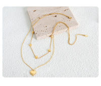 Encanto Collar de corazón para mujer, cadena de acero inoxidable chapada en oro, collar de boda, joyería de estilo bohemio, regalo para mujer - details 9