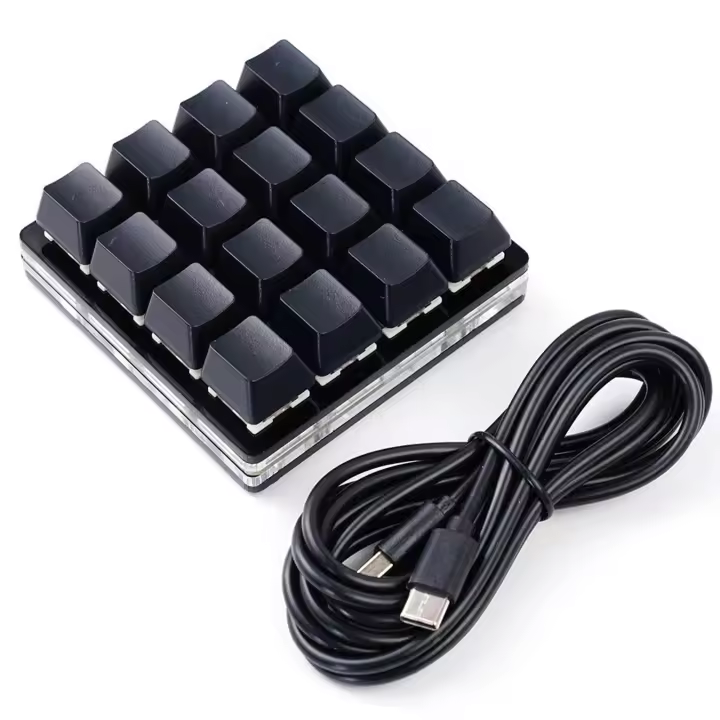 Teclado Mecánico Personalizable Mini Negro 24 Teclas Teclado De Atajos Para Juegos Y Oficina Con 16 Teclas Programables Tipo De Operación En Inglés Para Desktop Laptop Tablet - 1